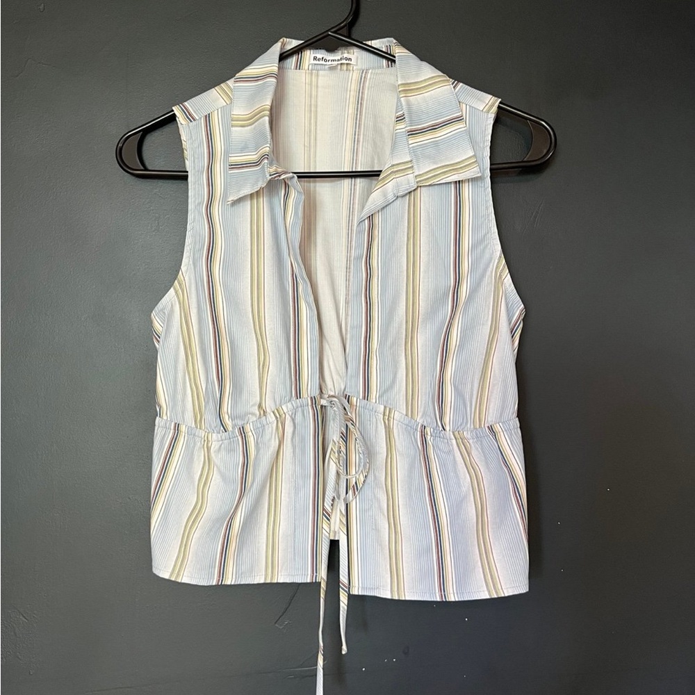 Reformation Multicolor Striped Sleeveless Blouse